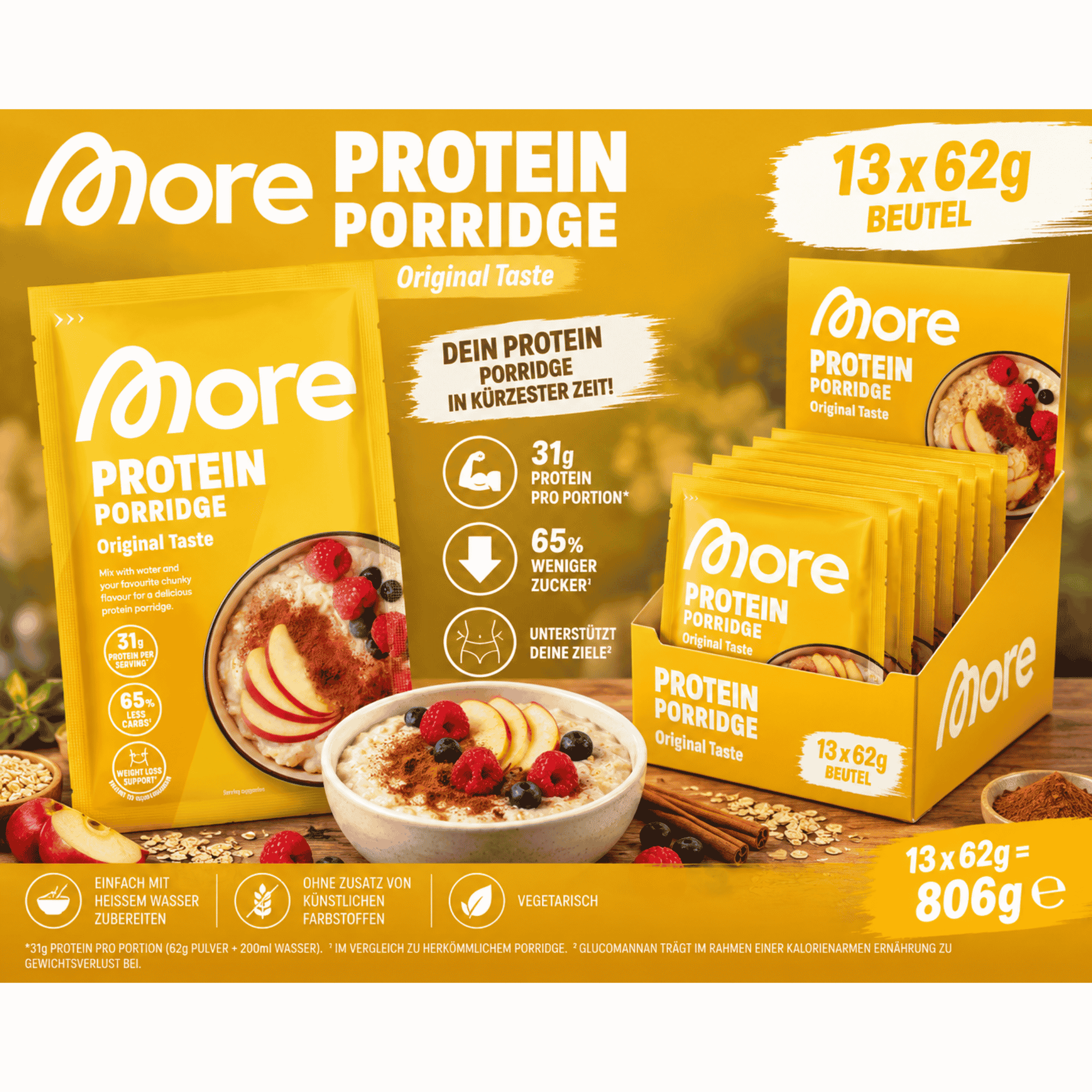 More Protein Porridge 13 x 62g Original Taste