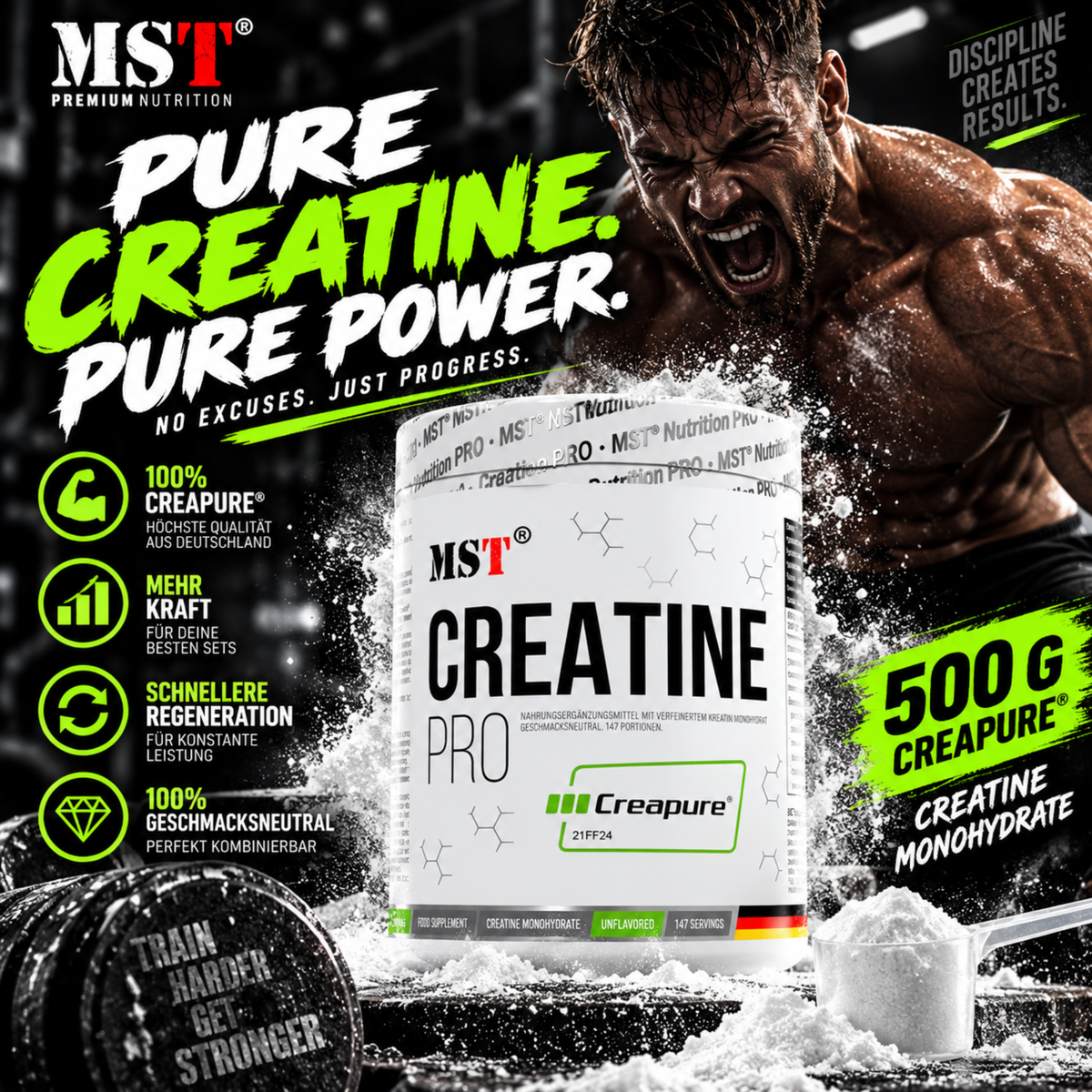 MST - Creatin Pro CREAPURE 500g - SHOPOUTLET24. Der Protein und Supplement Dealer