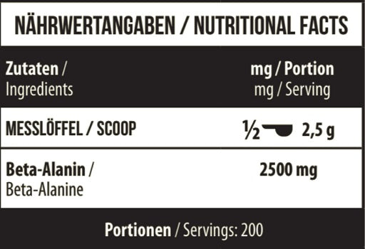 MST - Beta Alanine RAW 500g - SHOPOUTLET24. Der Protein und Supplement Dealer