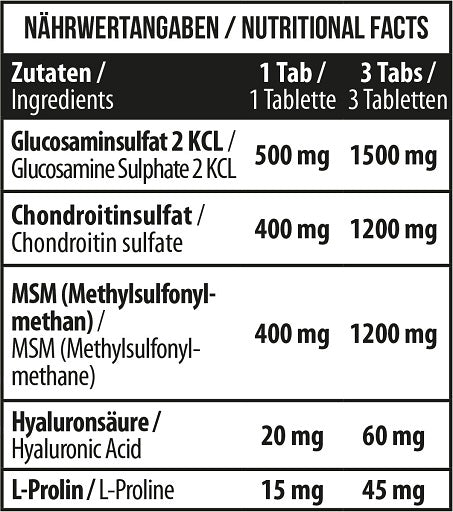 MST - Glucosamine Chondroitine MSM  HYALURON - 90 Tabletten - SHOPOUTLET24. Der Protein und Supplement Dealer