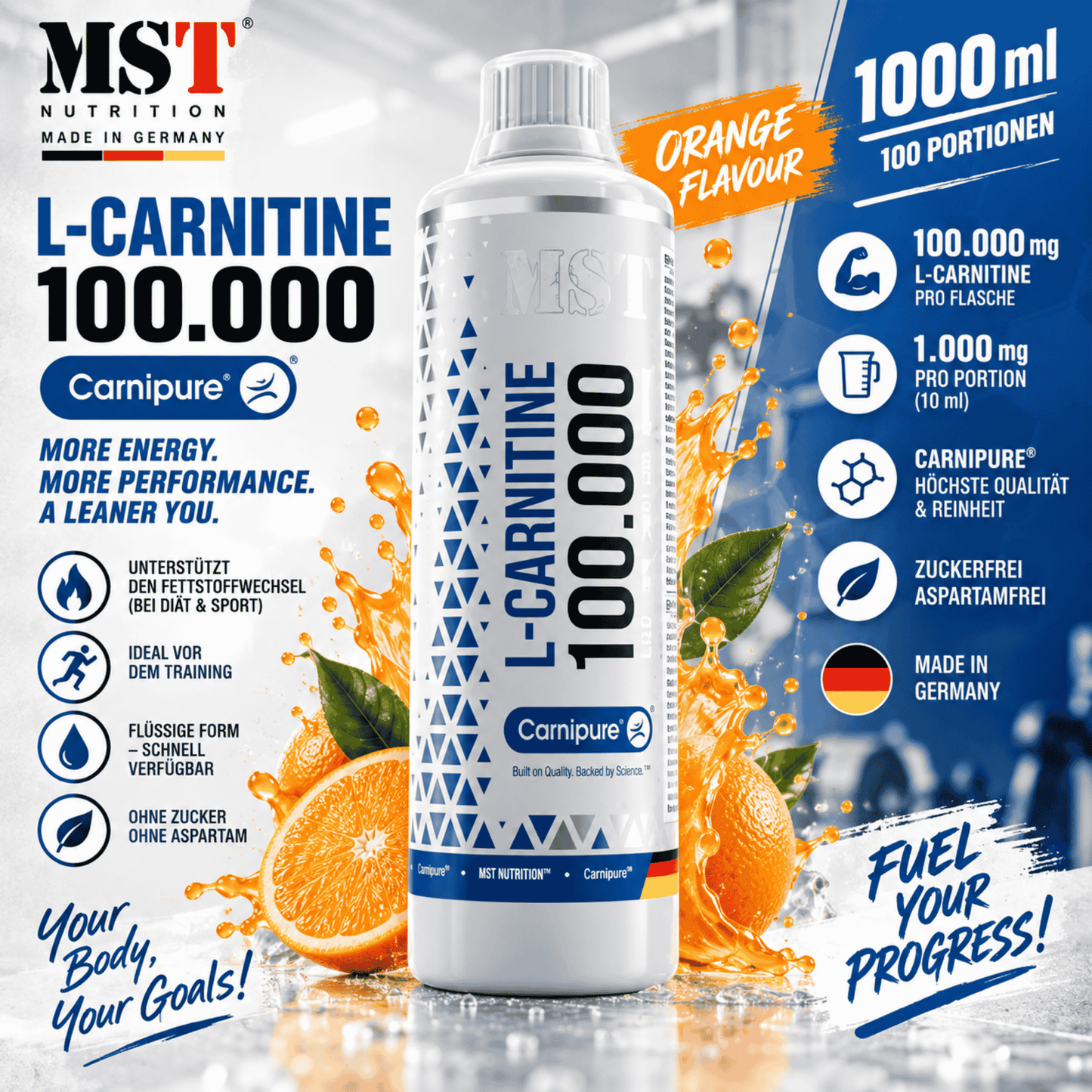MST - L-Carnitine Carnipure 100 000 Orange 1000 ml - SHOPOUTLET24. Der Protein und Supplement Dealer
