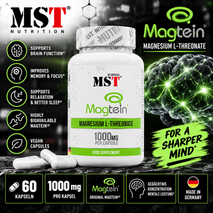 MST - Magnesium L-Threonate Magtein® 1000mg - 60 Kapseln - SHOPOUTLET24. Der Protein und Supplement Dealer