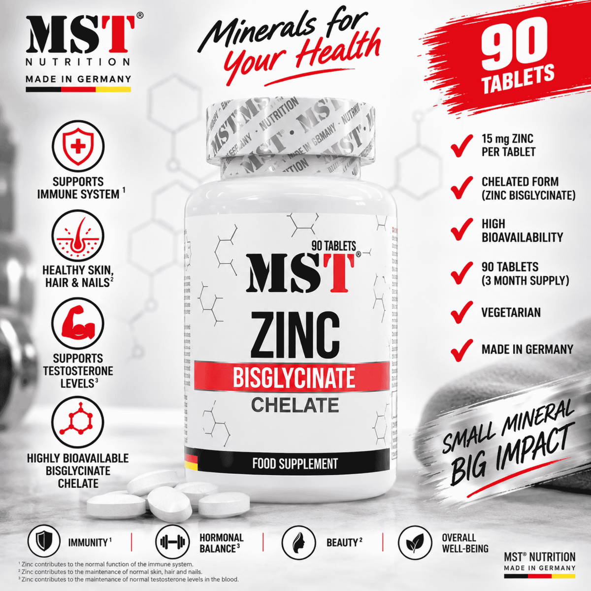 MST - Zinc Chelate Bisglycinate 90 Tabletten - SHOPOUTLET24. Der Protein und Supplement Dealer