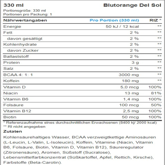 Nocco BCAA Drink 330 ml  EINZELNE DOSE Einweg