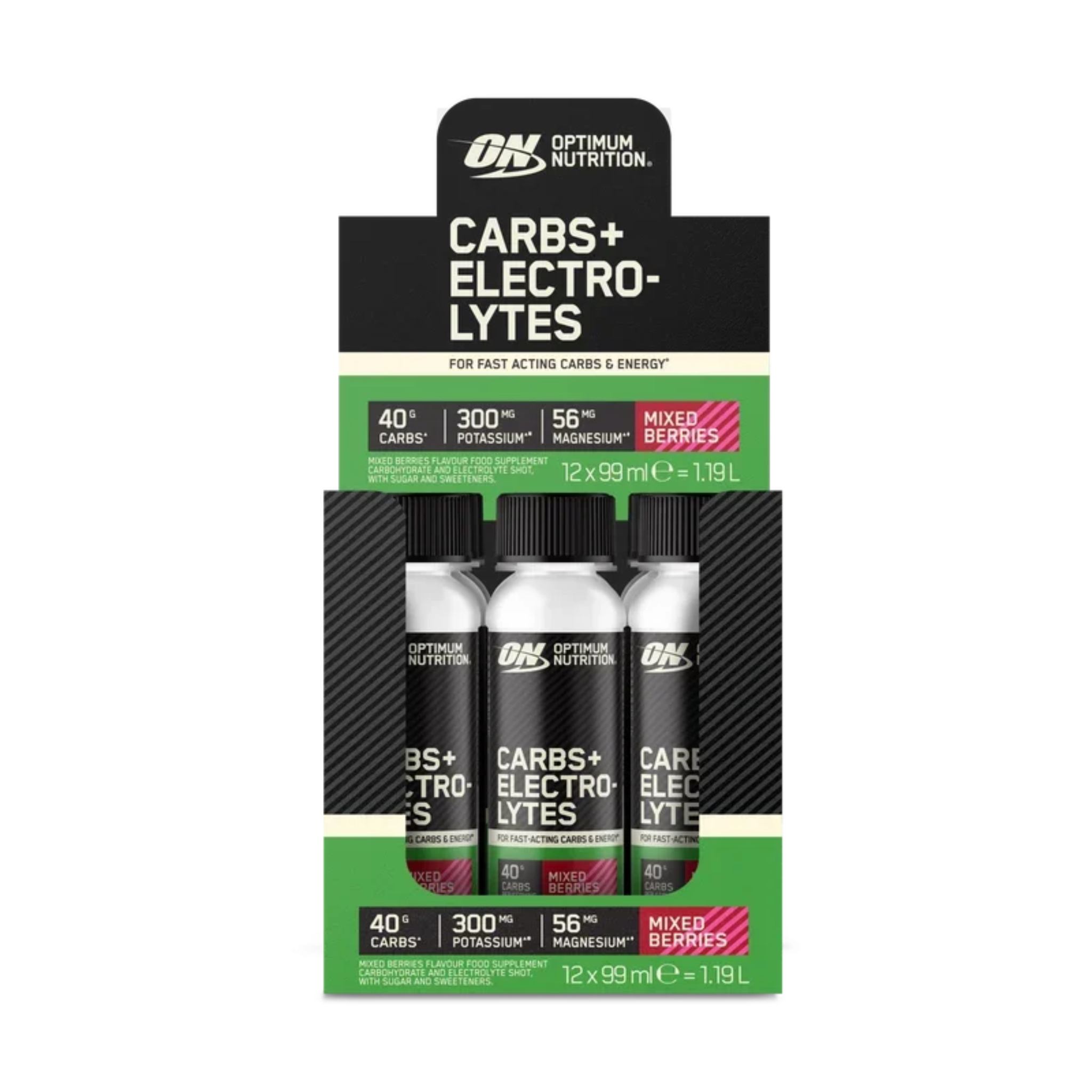 Optimum Nutrition Carbs  Electrolytes Shot 12x99ml Mixed Berries