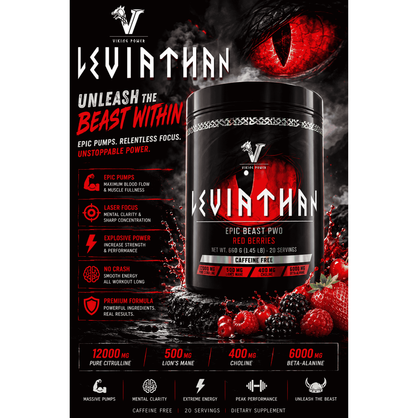 Viking Power - Leviathan Hardcore PWO - 660g - SHOPOUTLET24. Der Protein und Supplement Dealer